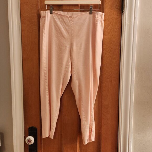 J. Jill Stretch Linen Blend Pull-On Pants, Ankle, Pearl Pink, Elastic Waist Sz M - Picture 4 of 10